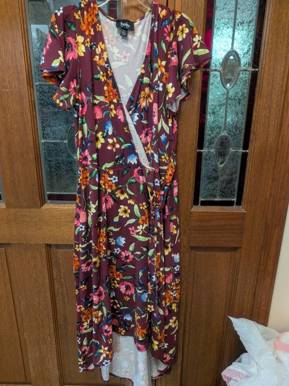 Womens short-sleeve wrap maxi dress, size XLarge